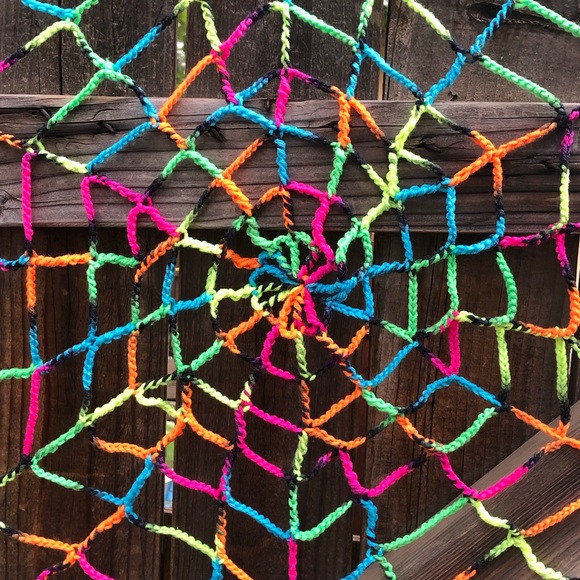 🎉HP🎉Handmade Crochet Rainbow Giant Spiderweb - Picture 7 of 9